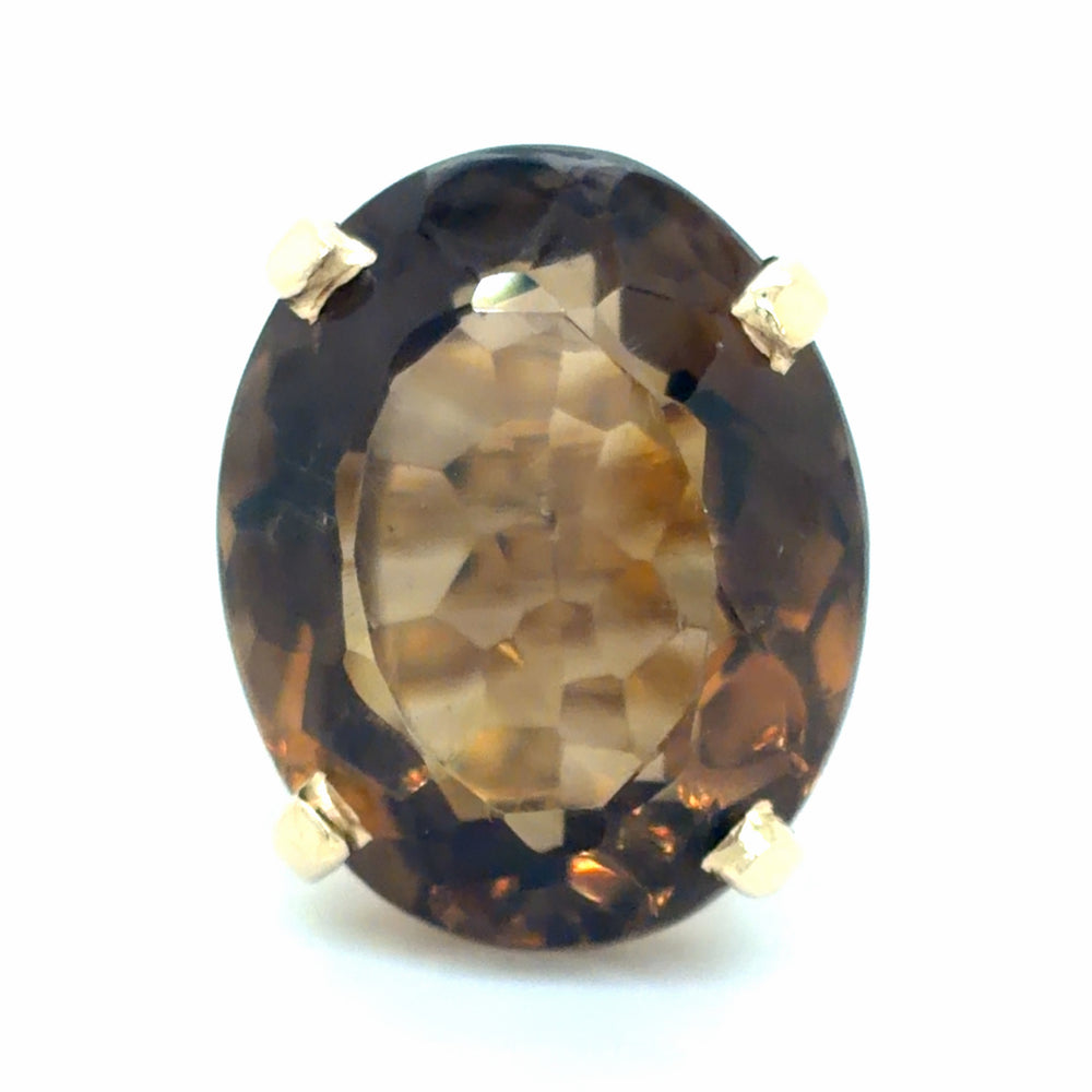 Estate Smokey Quartz Ring with Finger Mate Expandable Shank