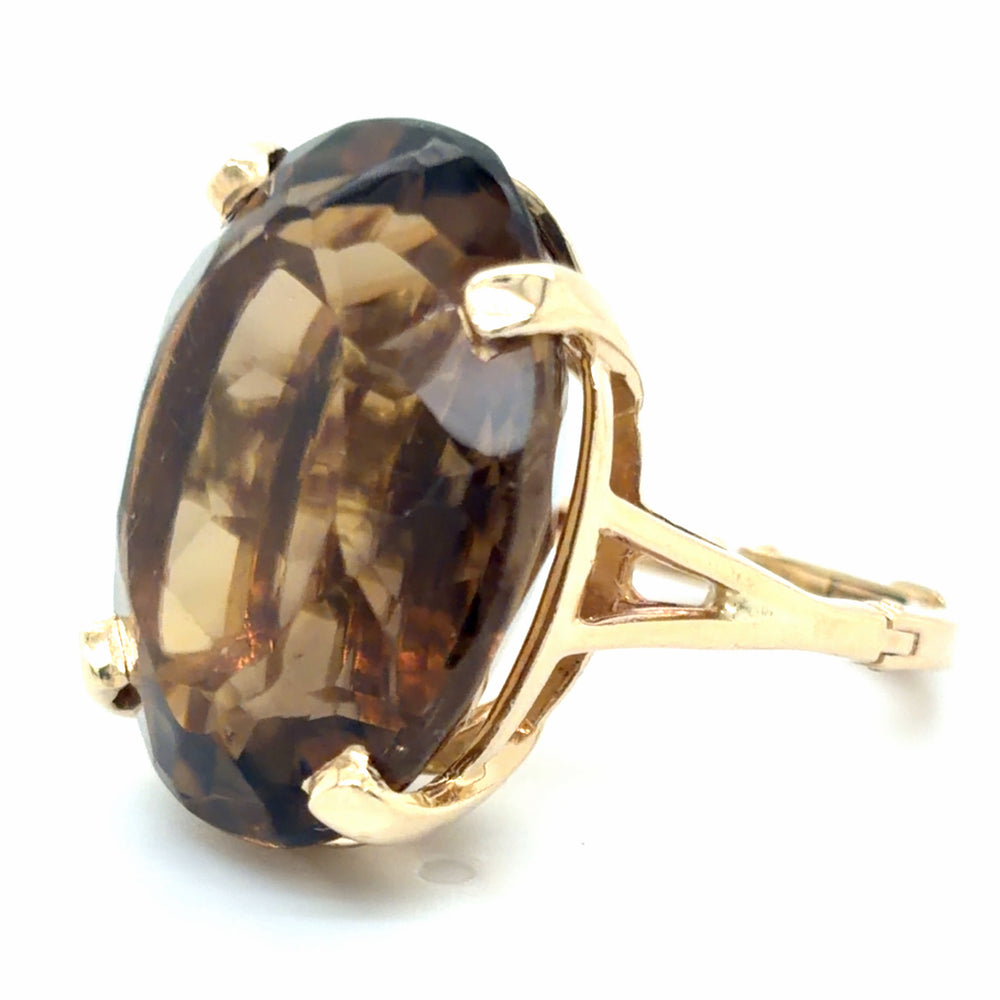 Estate Smokey Quartz Ring with Finger Mate Expandable Shank