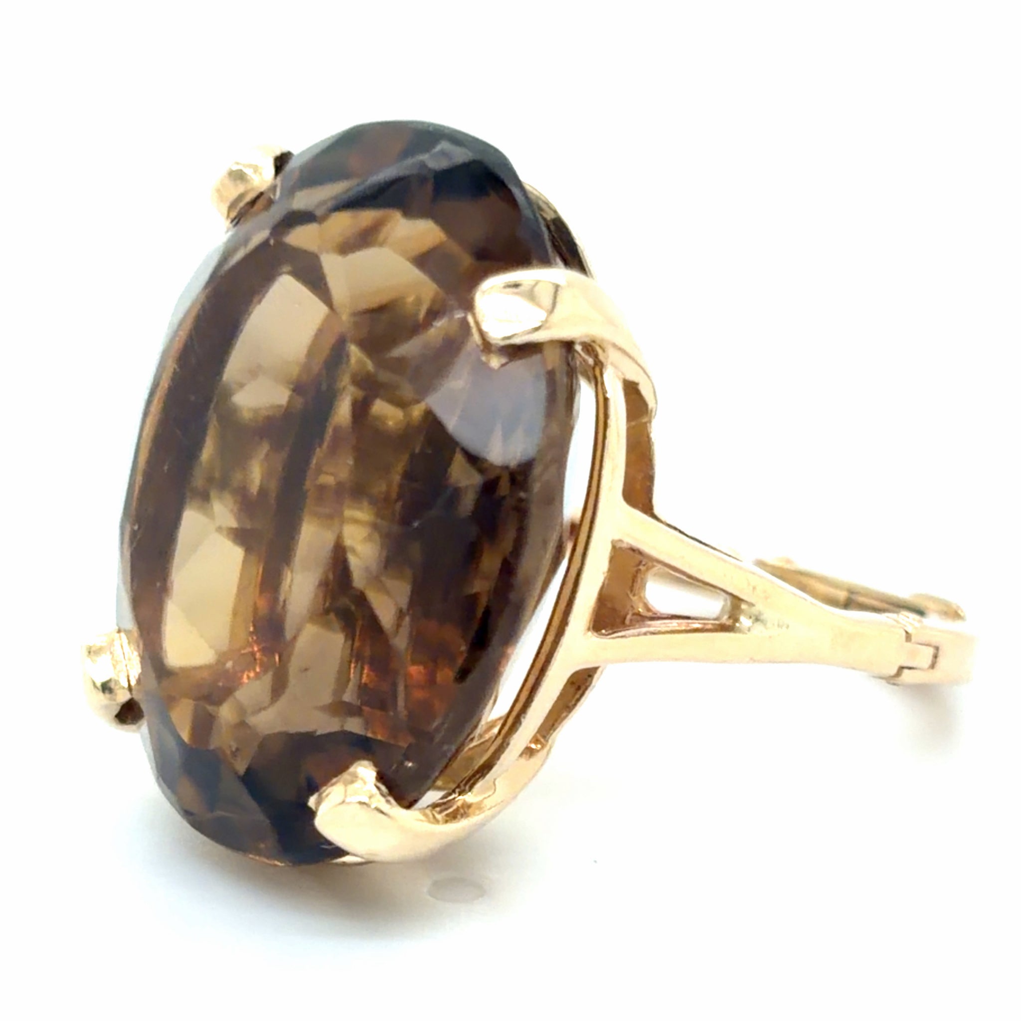 Estate Smokey Quartz Ring with Finger Mate Expandable Shank