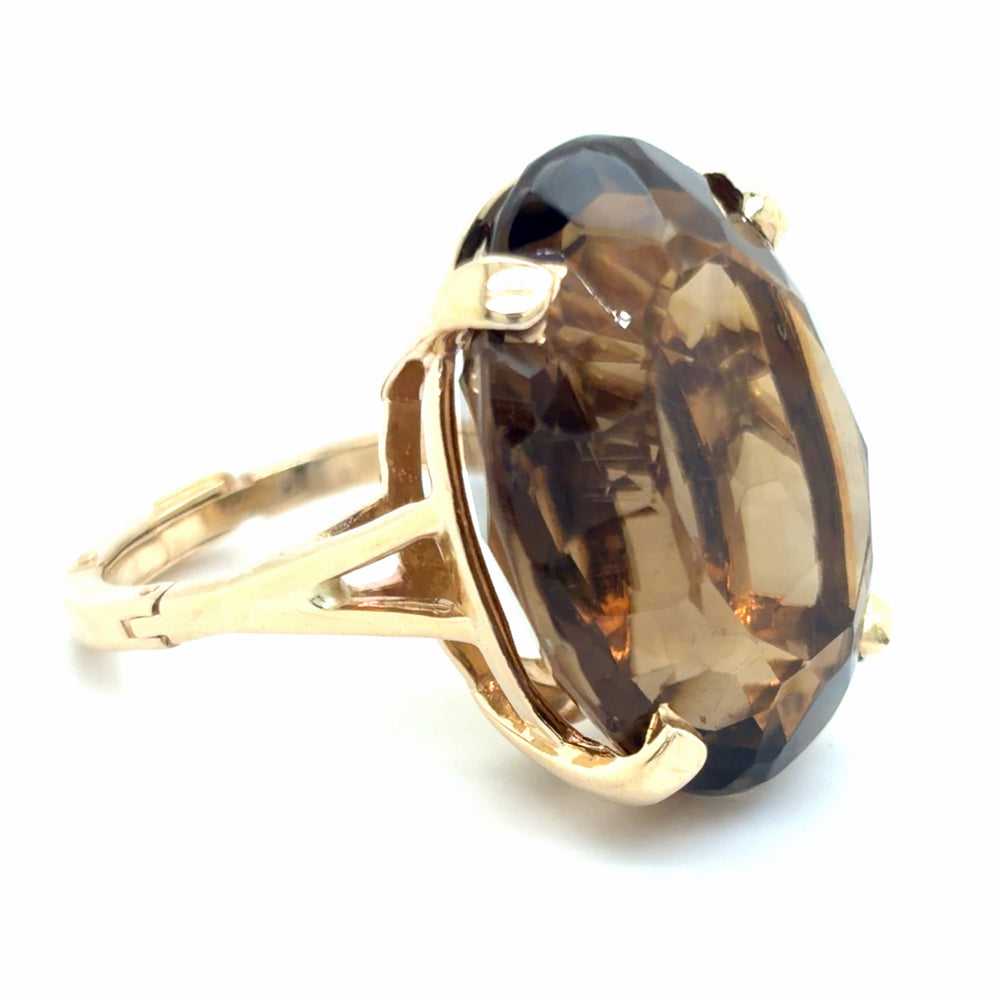 Estate Smokey Quartz Ring with Finger Mate Expandable Shank