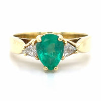Estate Pear Cut Emerald & Diamond Fashion Ring