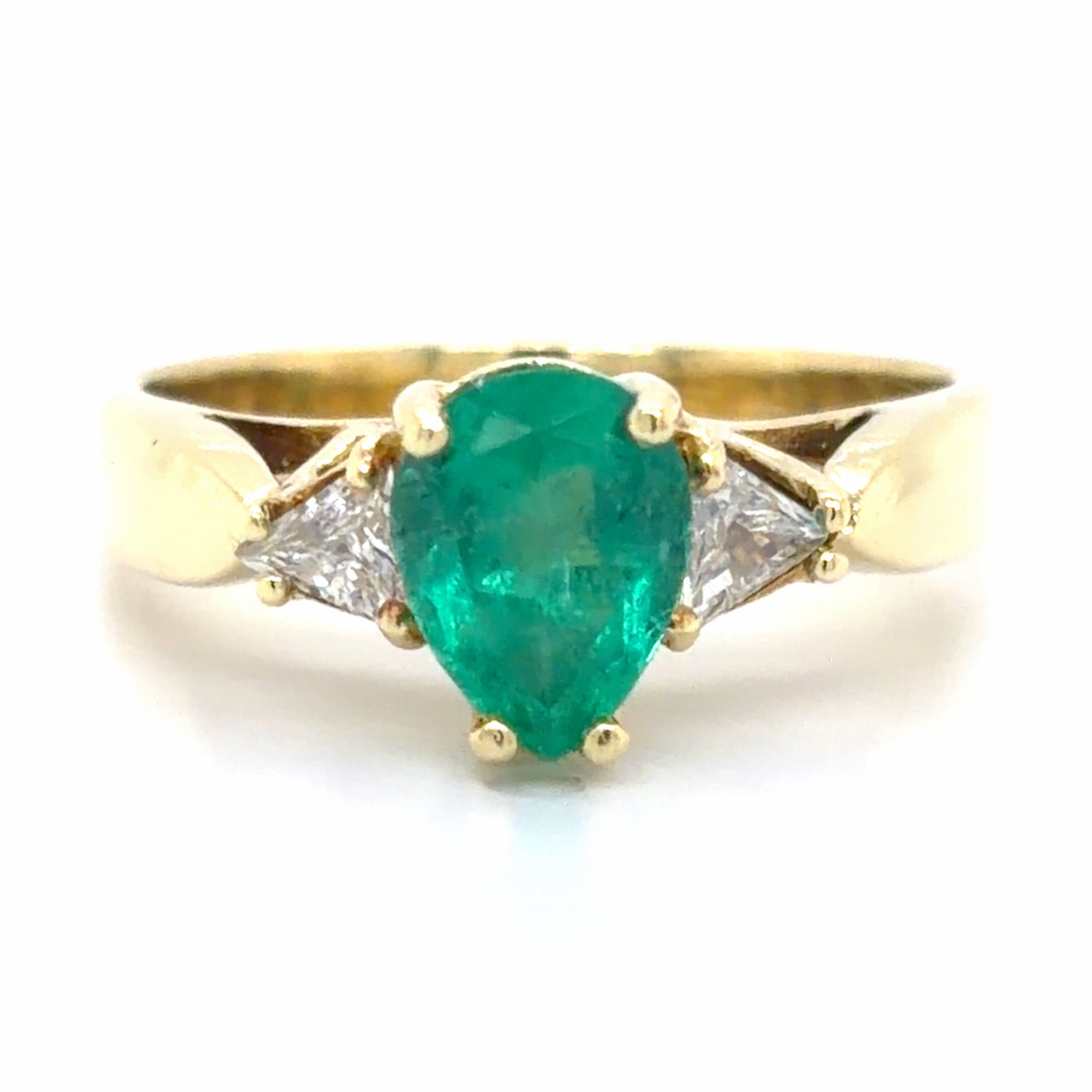 Estate Pear Cut Emerald & Diamond Fashion Ring