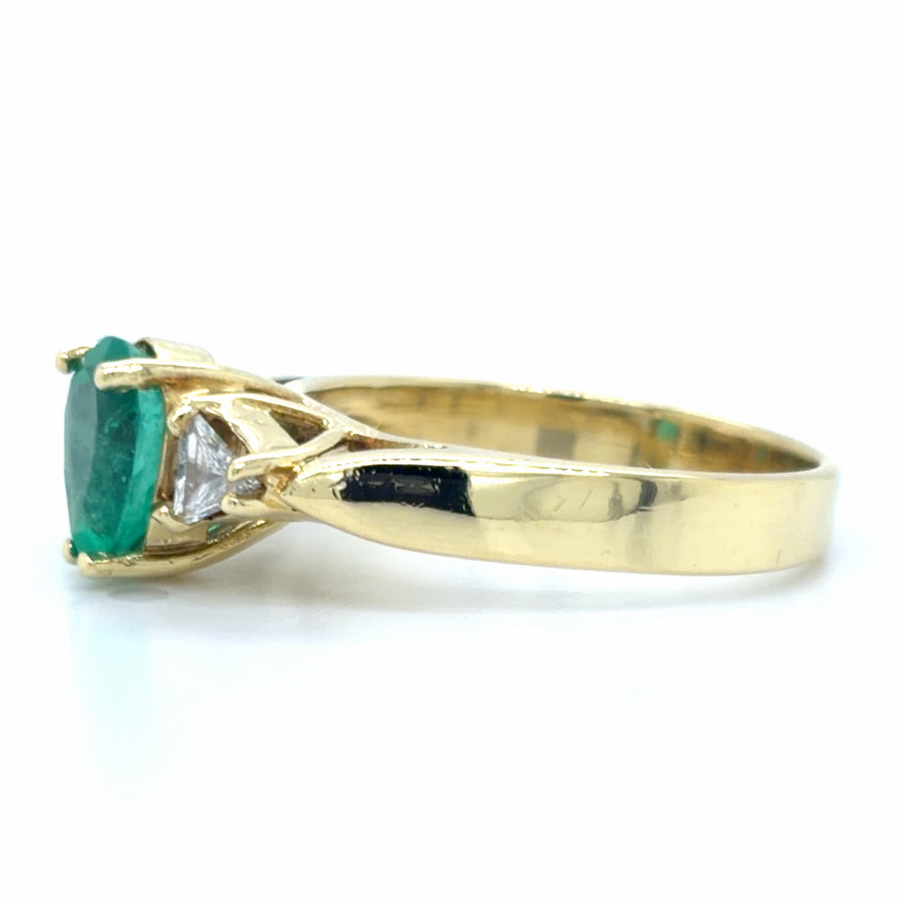Estate Pear Cut Emerald & Diamond Fashion Ring
