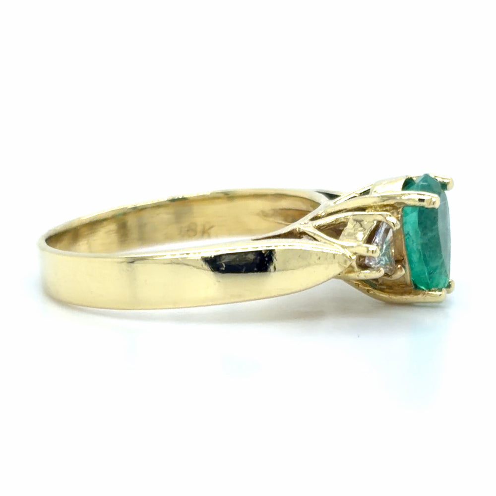 Estate Pear Cut Emerald & Diamond Fashion Ring