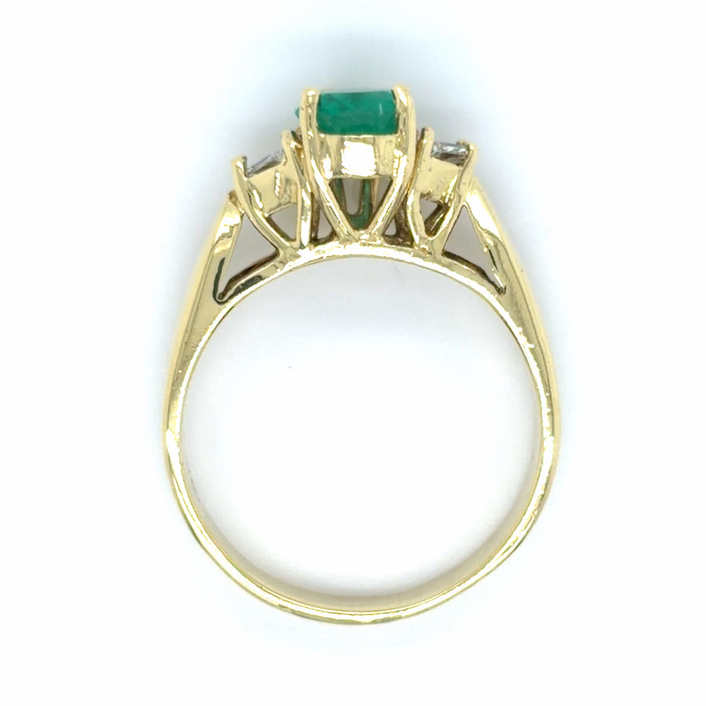 Estate Pear Cut Emerald & Diamond Fashion Ring