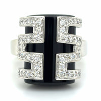 Estate Art Deco Inspired Black Onyx Cocktail Ring