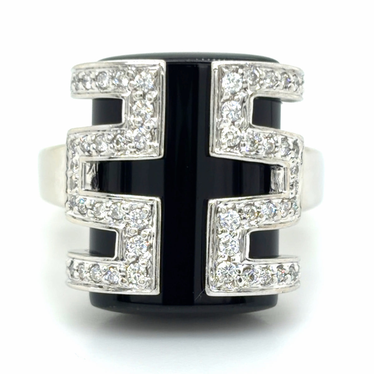 Estate Art Deco Inspired Black Onyx Cocktail Ring
