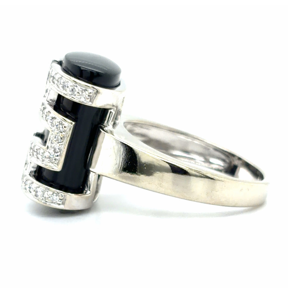 Estate Art Deco Inspired Black Onyx Cocktail Ring
