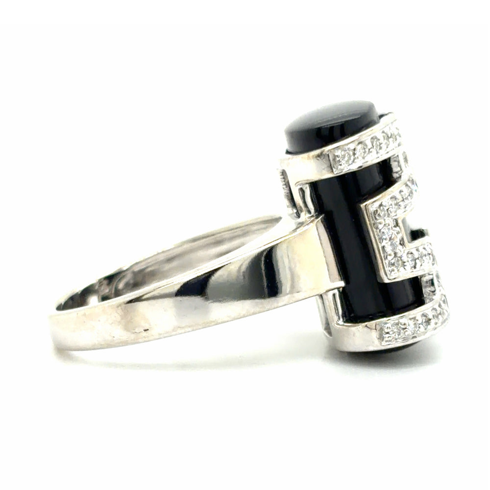 Estate Art Deco Inspired Black Onyx Cocktail Ring