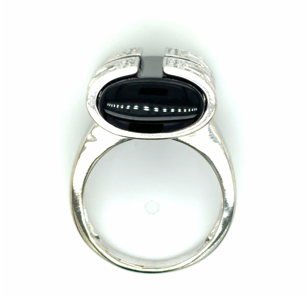Estate Art Deco Inspired Black Onyx Cocktail Ring