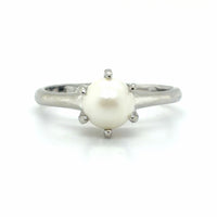 Estate Cultured Pearl Solitaire Ring