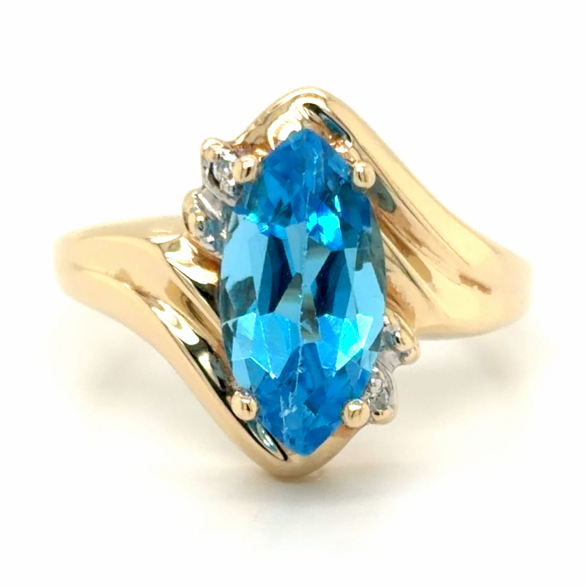 Estate Swiss Blue Topaz Bypass Ring