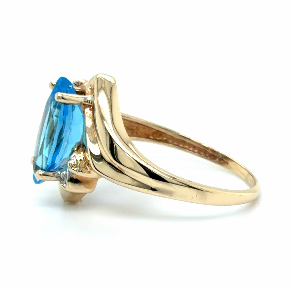Estate Swiss Blue Topaz Bypass Ring