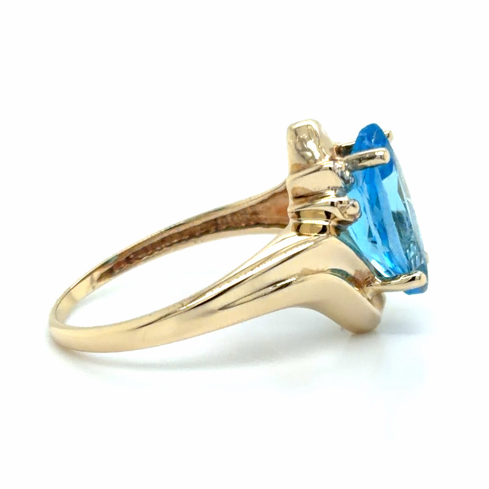 Estate Swiss Blue Topaz Bypass Ring