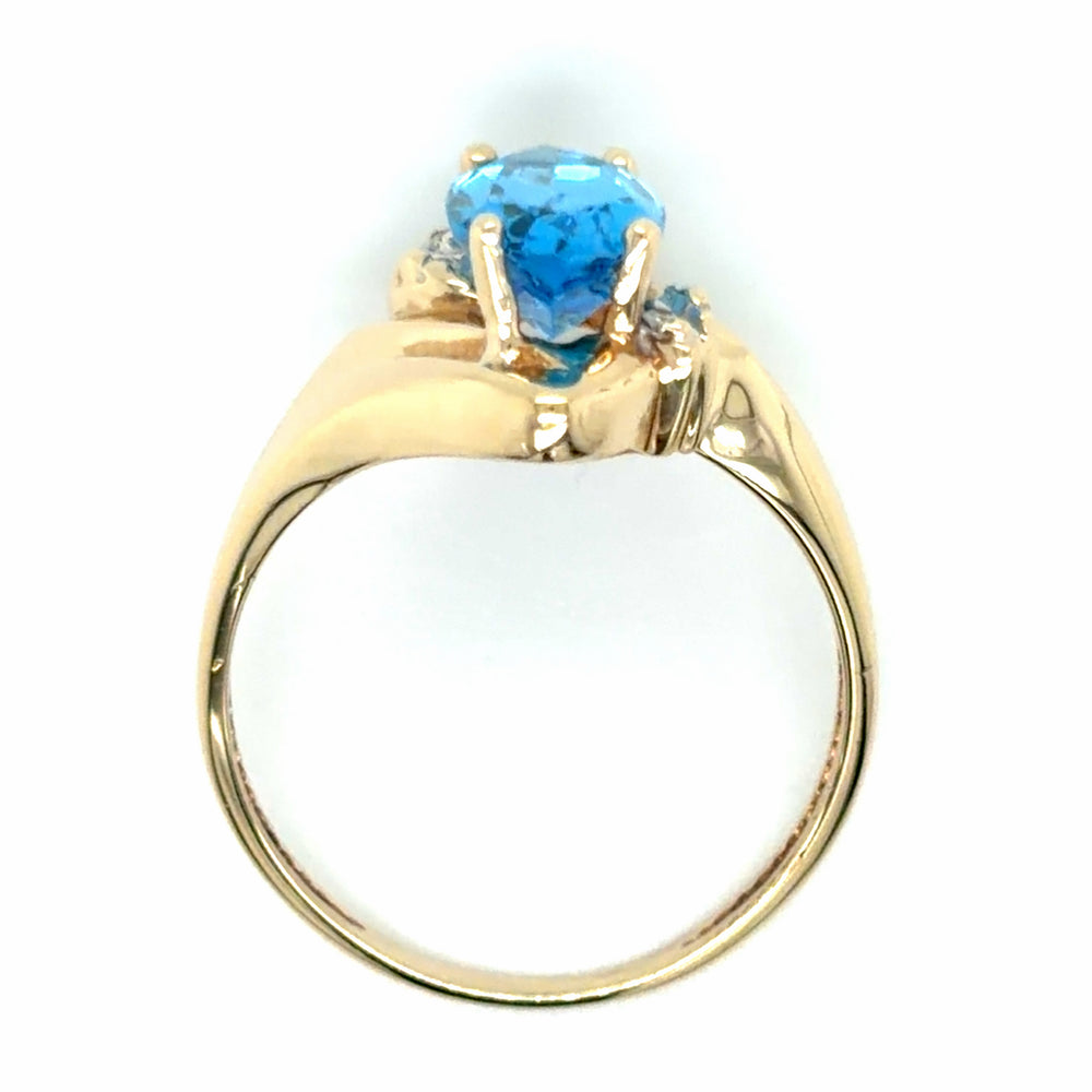 Estate Swiss Blue Topaz Bypass Ring