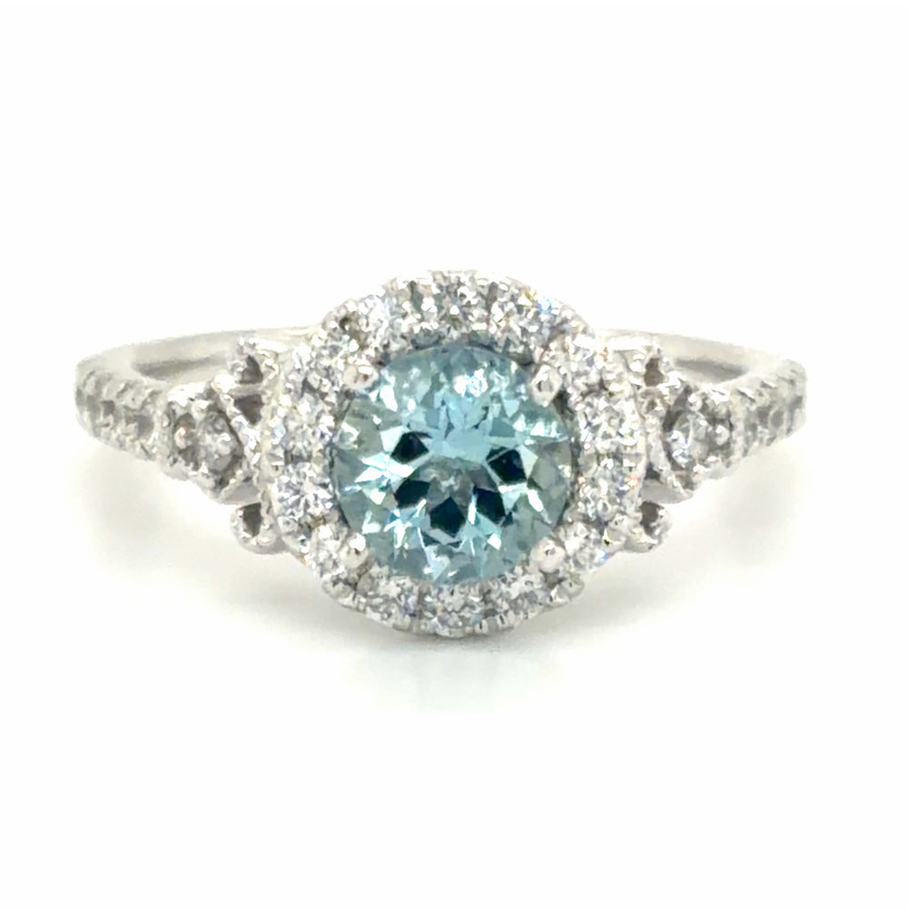 Estate Aquamarine & Diamond Vintage Inspired Ring