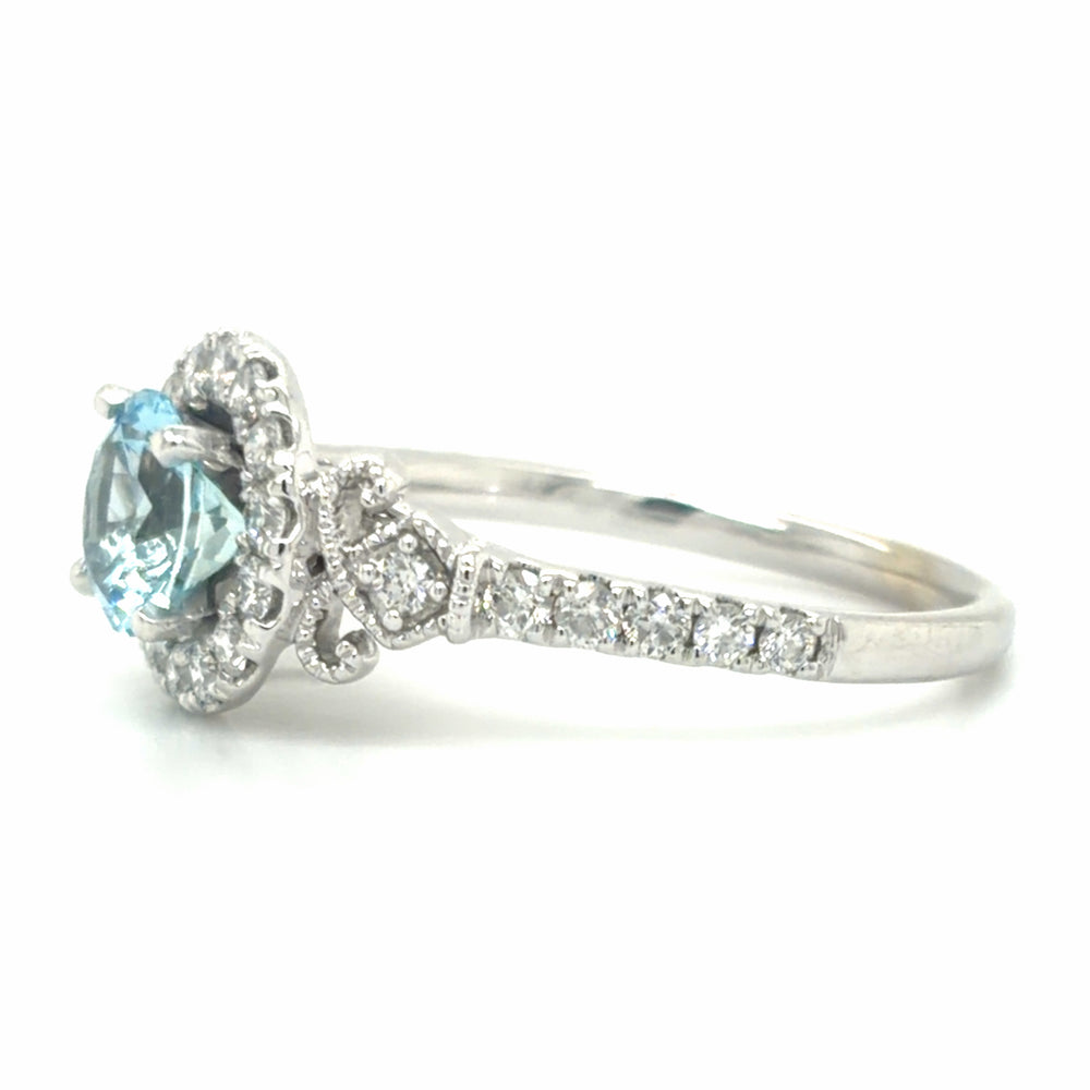 Estate Aquamarine & Diamond Vintage Inspired Ring