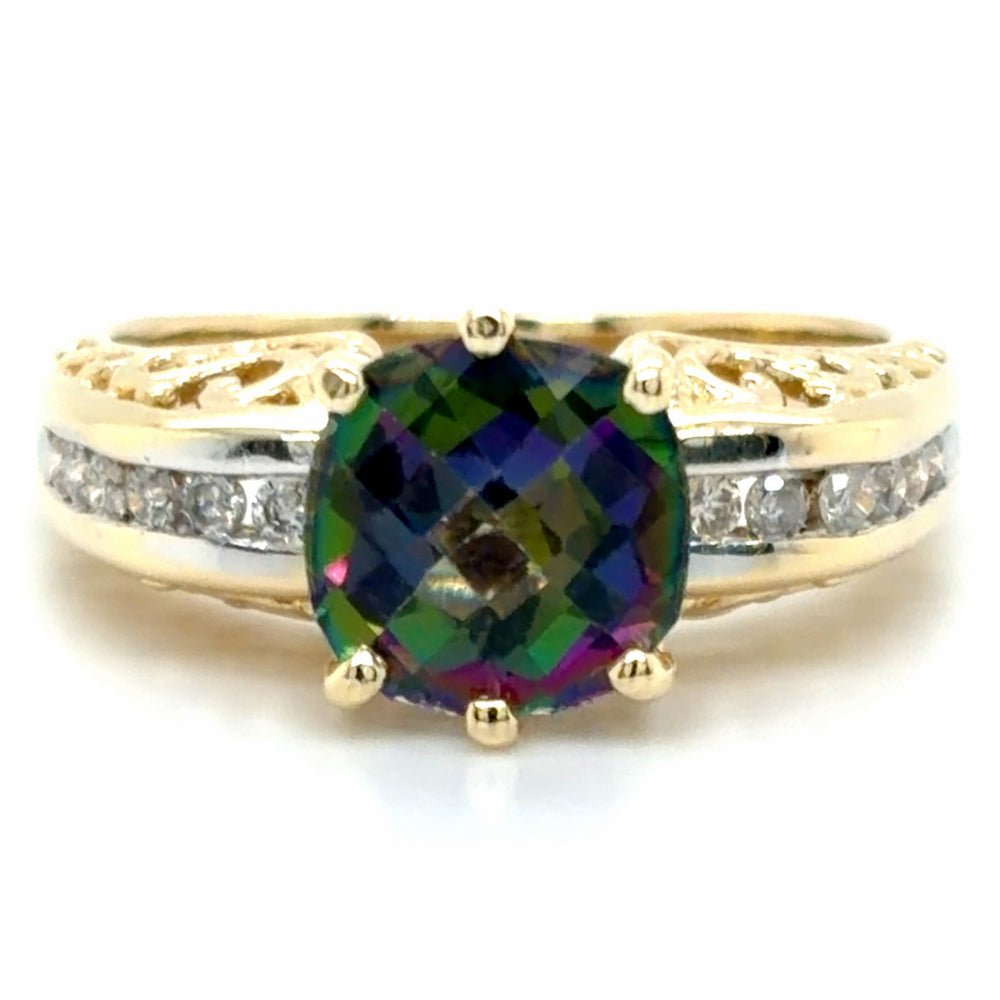 Estate Mystic Topaz Filigree Ring