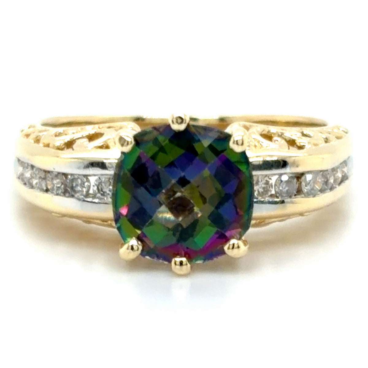 Estate Mystic Topaz Filigree Ring