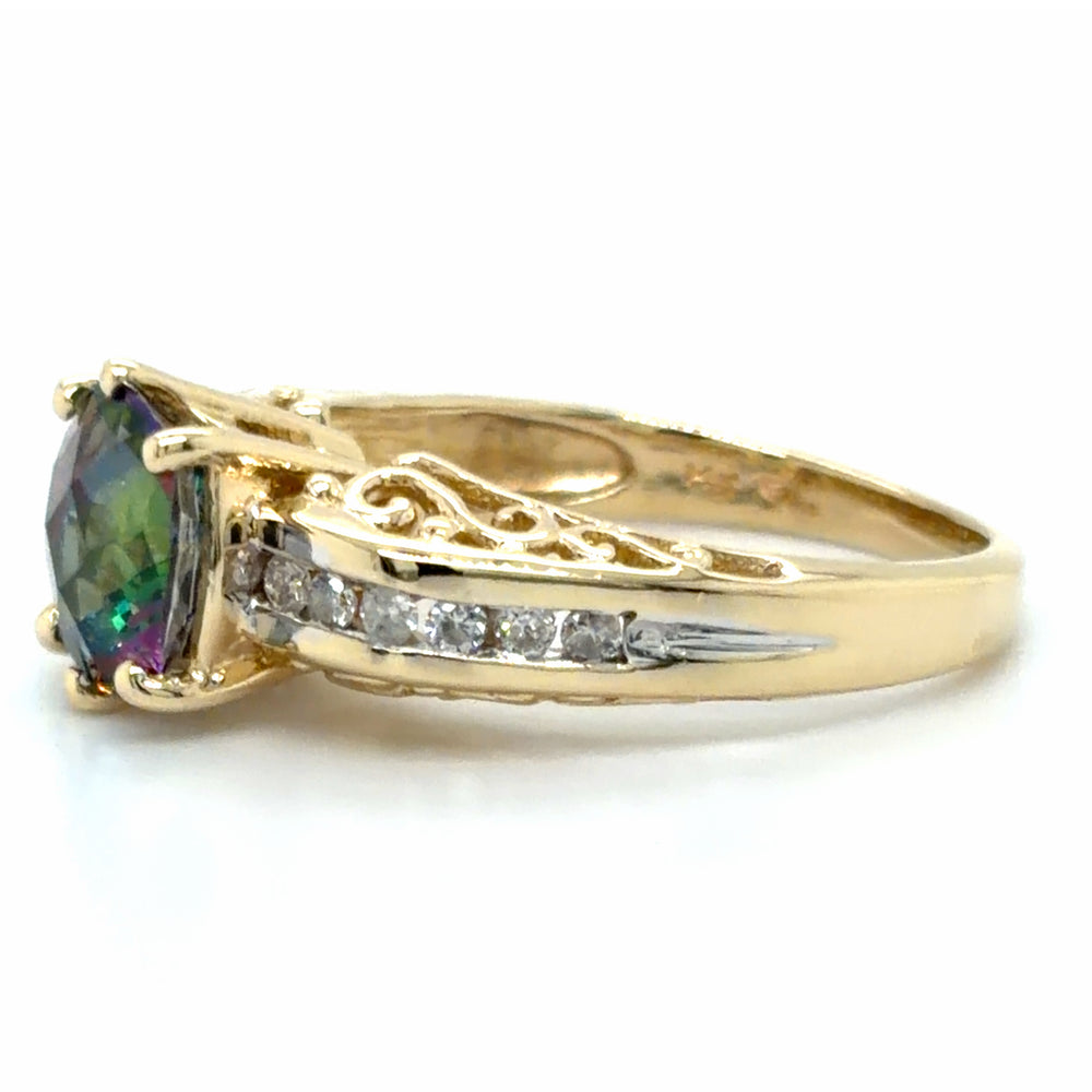 Estate Mystic Topaz Filigree Ring