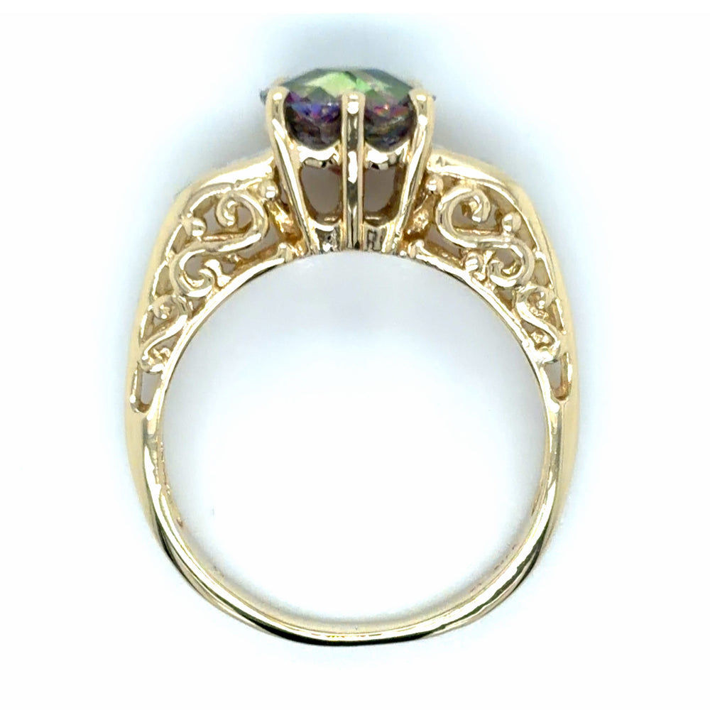 Estate Mystic Topaz Filigree Ring