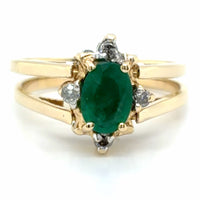 Estate Reversible Emerald and Diamond Ring