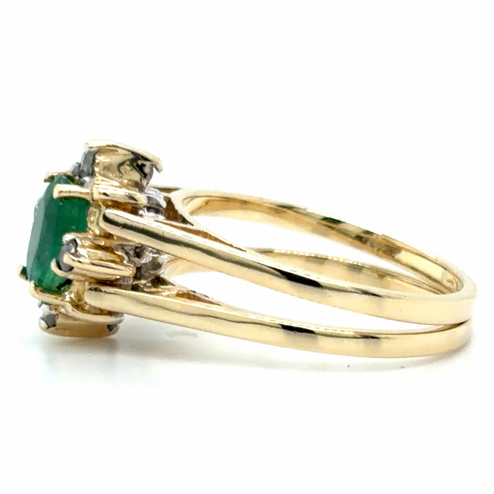 Estate Reversible Emerald and Diamond Ring