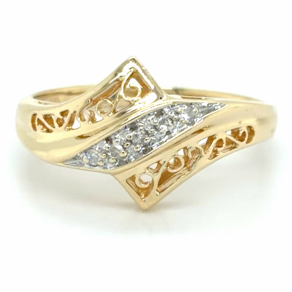 Estate Diamond Filigree Bypass Ring
