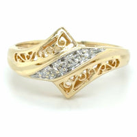 Estate Diamond Filigree Bypass Ring