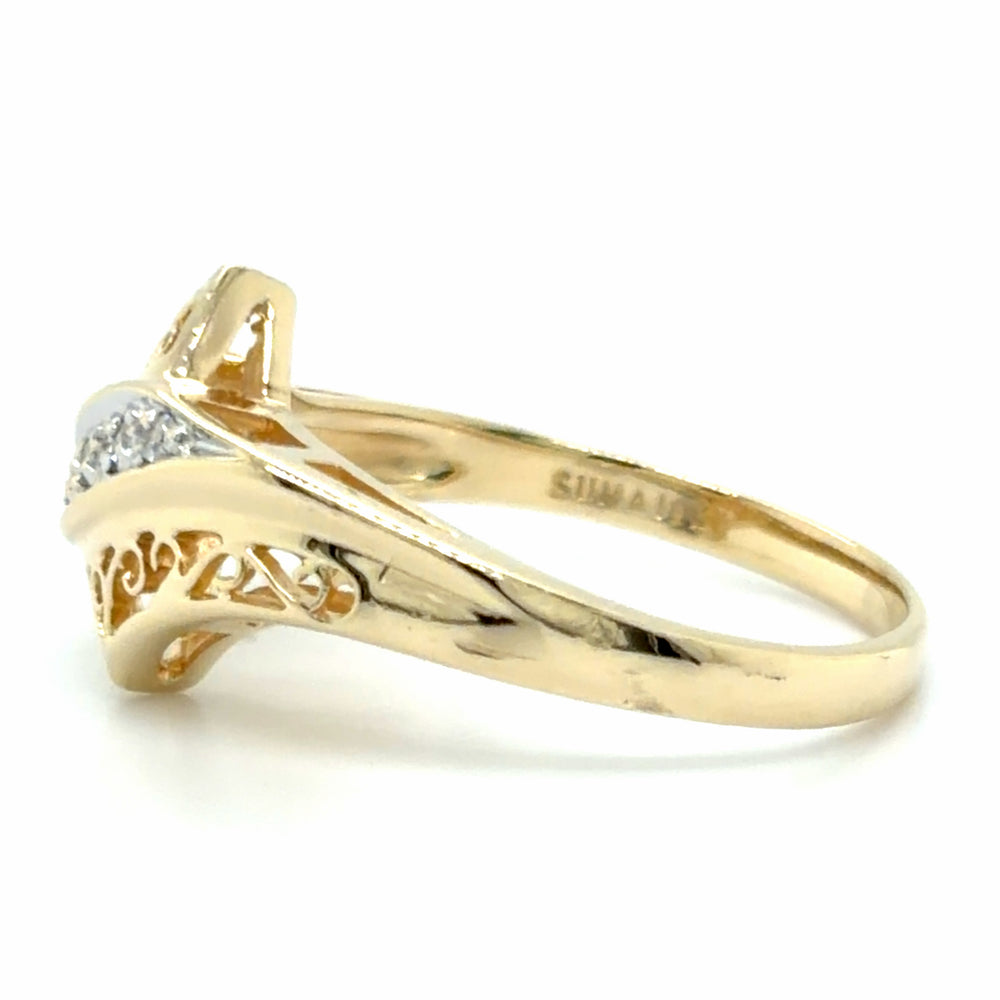 Estate Diamond Filigree Bypass Ring