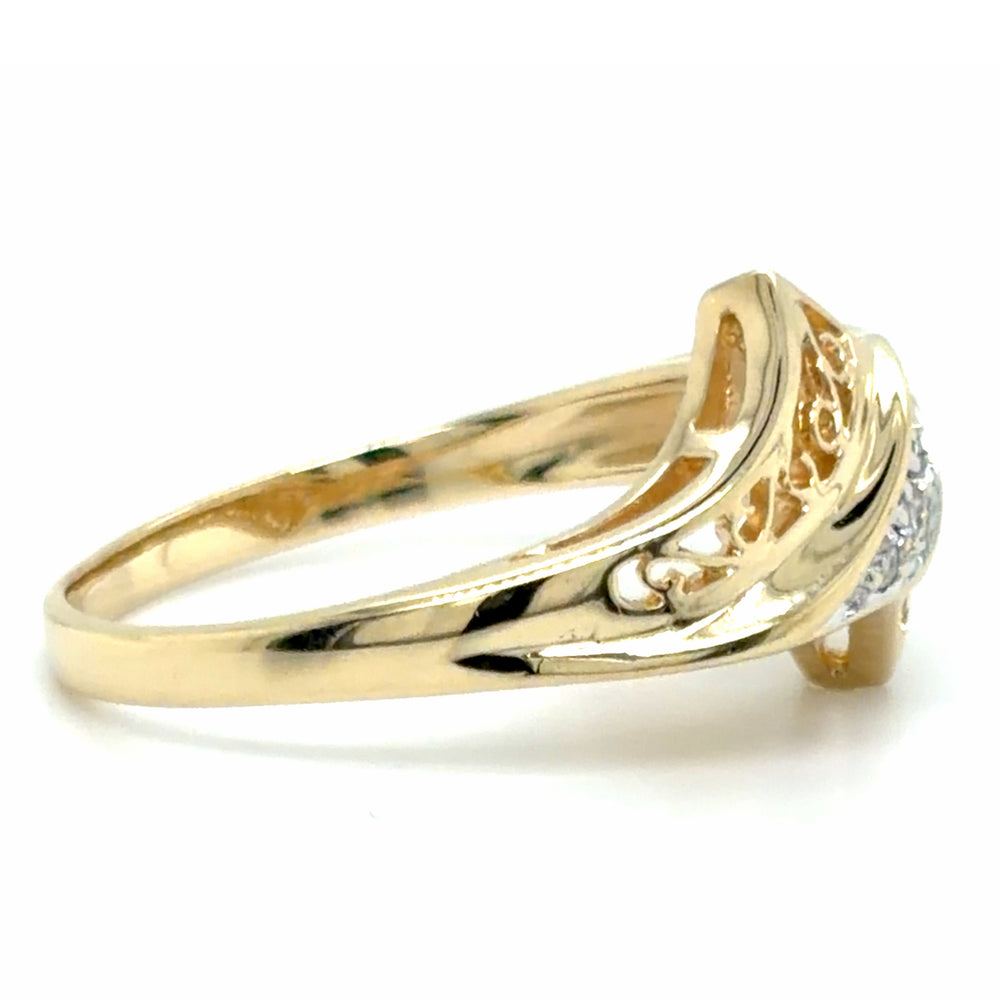 Estate Diamond Filigree Bypass Ring