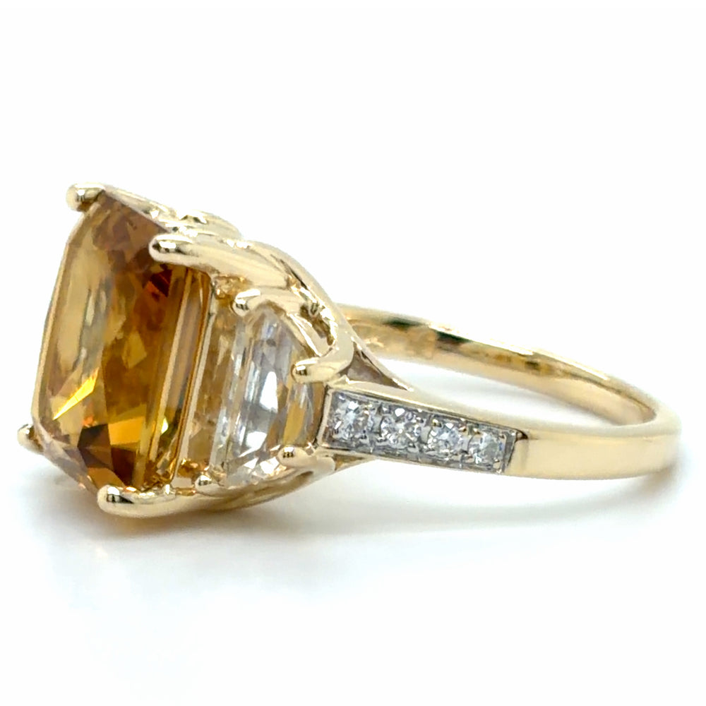 Estate Yellow & White Cubic Zirconia Fashion Ring