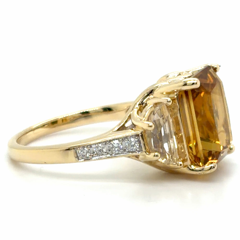 Estate Yellow & White Cubic Zirconia Fashion Ring