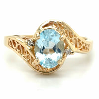 Estate Sky Blue Topaz Filigree Ring