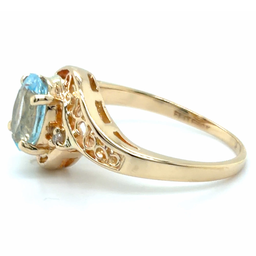 Estate Sky Blue Topaz Filigree Ring