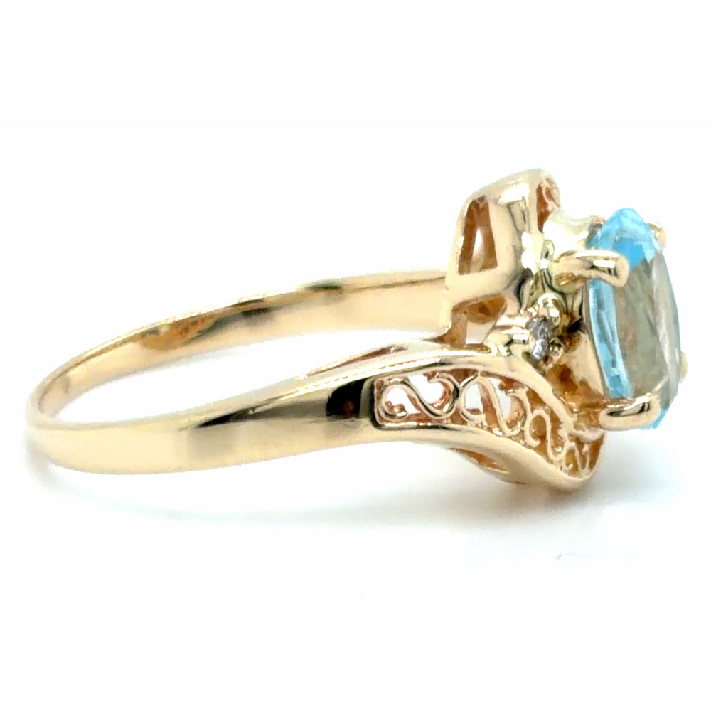 Estate Sky Blue Topaz Filigree Ring