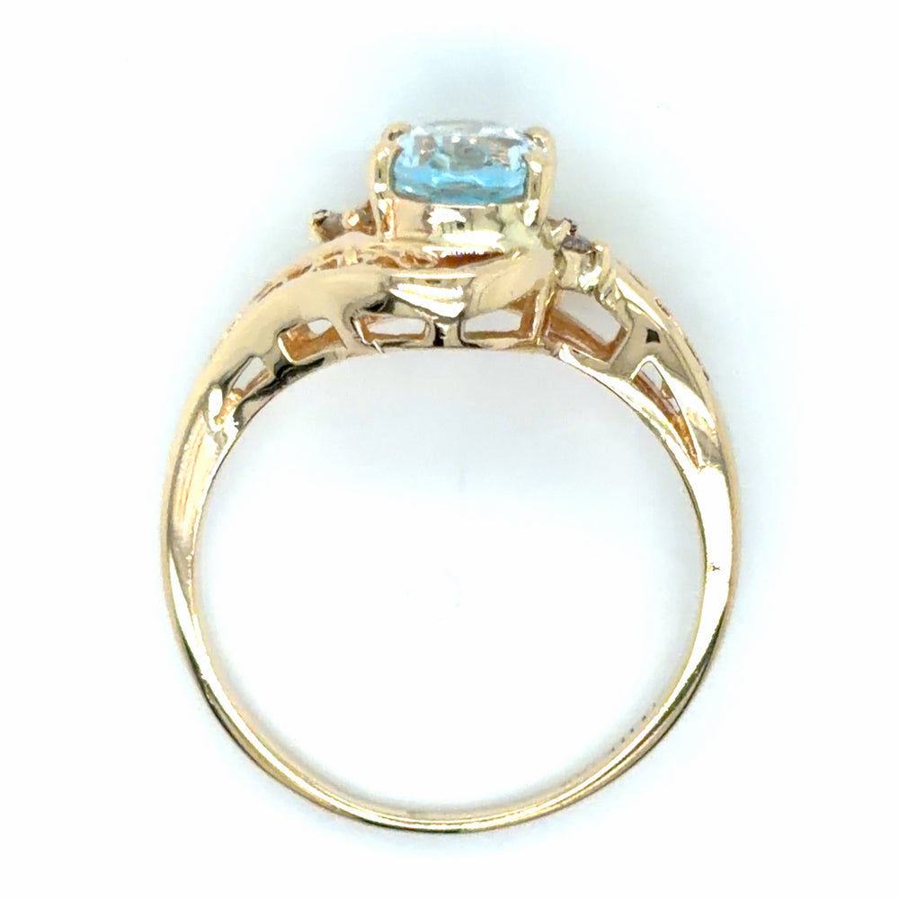 Estate Sky Blue Topaz Filigree Ring