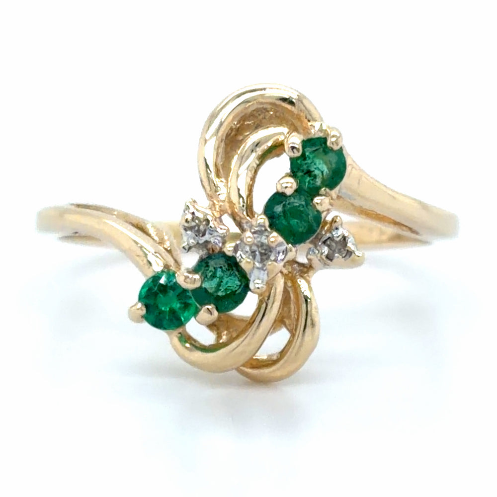 Estate Emerald & Diamond Bypass Ring