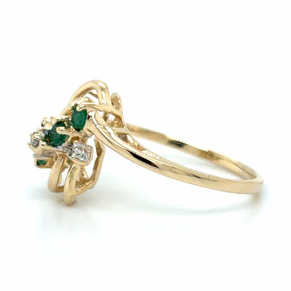 Estate Emerald & Diamond Bypass Ring