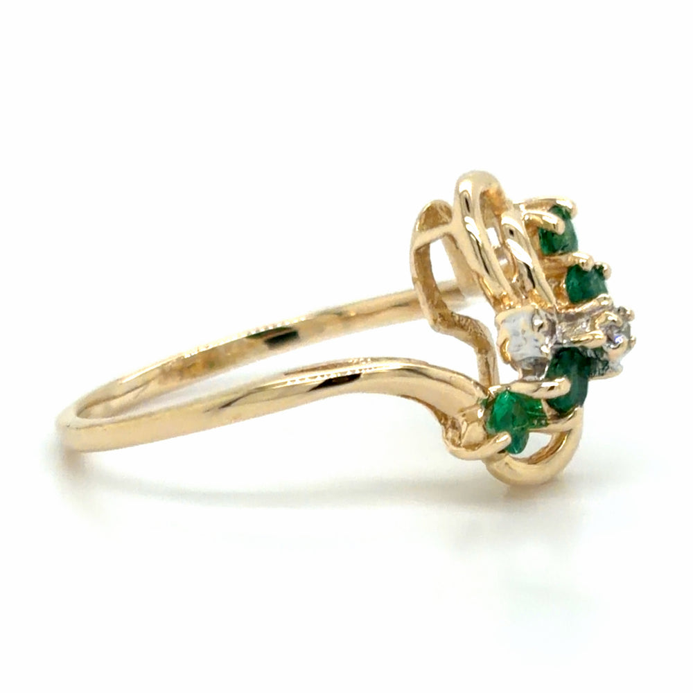 Estate Emerald & Diamond Bypass Ring
