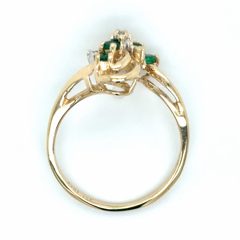 Estate Emerald & Diamond Bypass Ring