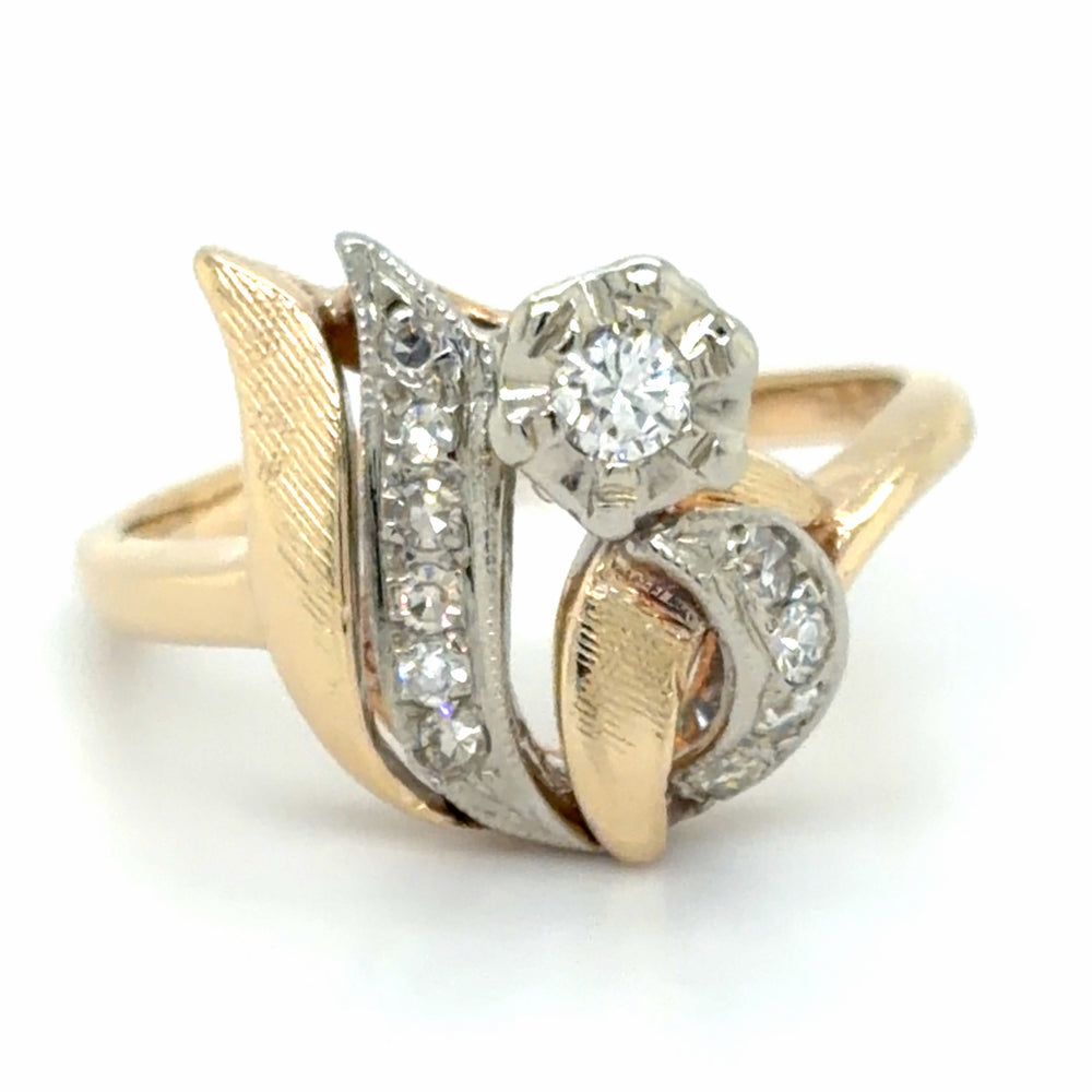 Estate Diamond Fashion Ring with Florentine Etching