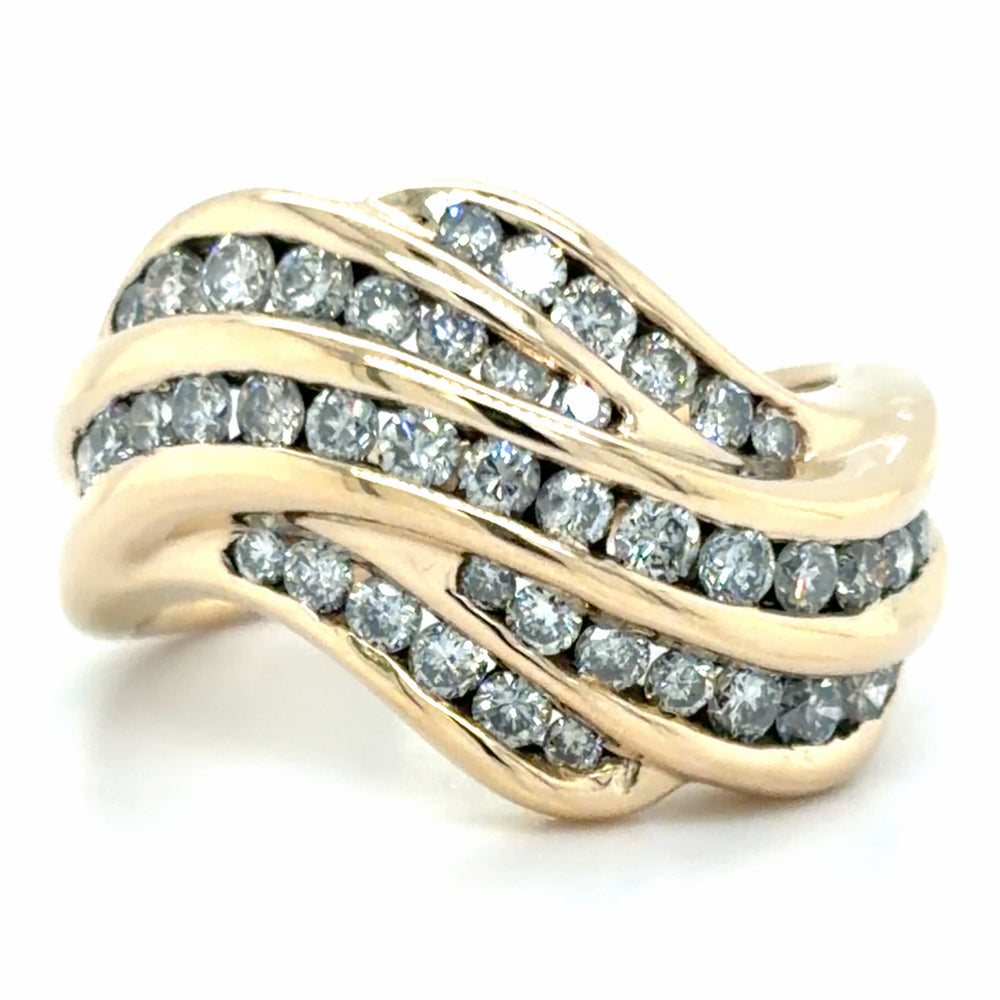 Estate Channel Set Diamond Wave Ring
