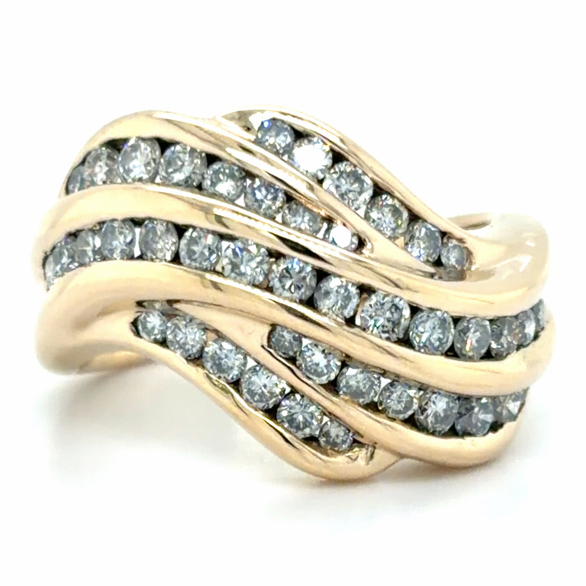Estate Channel Set Diamond Wave Ring