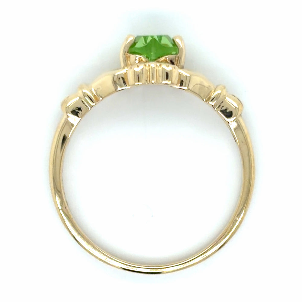 Estate Heart Shaped Peridot Claddagh Ring