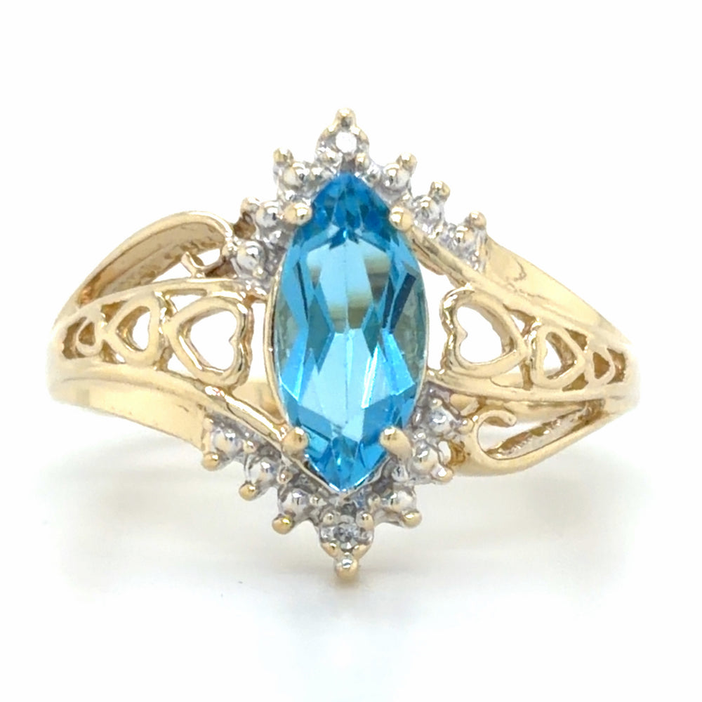 Estate Swiss Blue Topaz Heart Ring