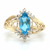 Estate Swiss Blue Topaz Heart Ring