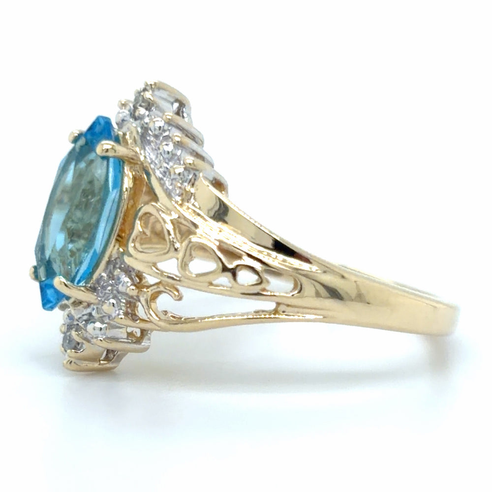 Estate Swiss Blue Topaz Heart Ring