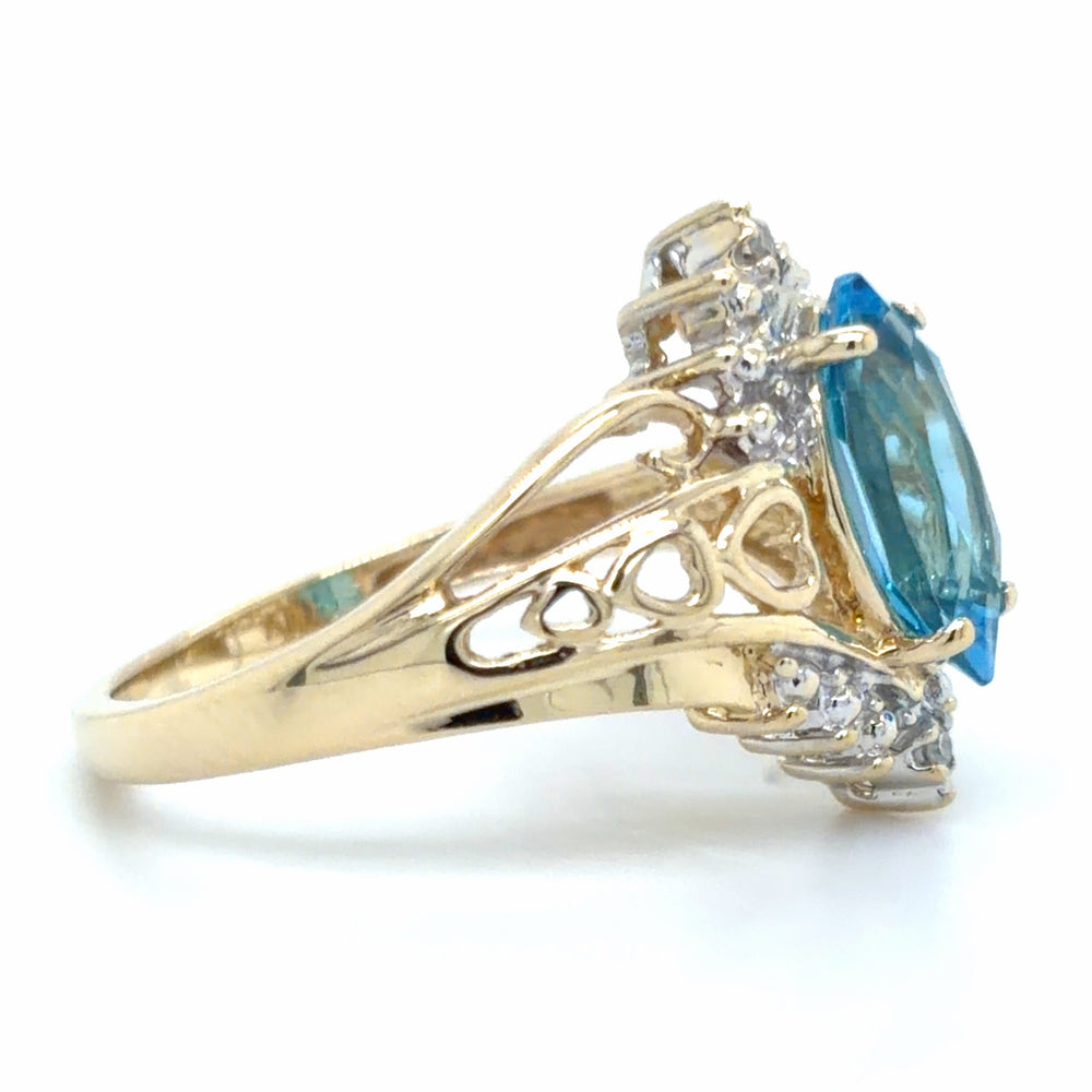 Estate Swiss Blue Topaz Heart Ring