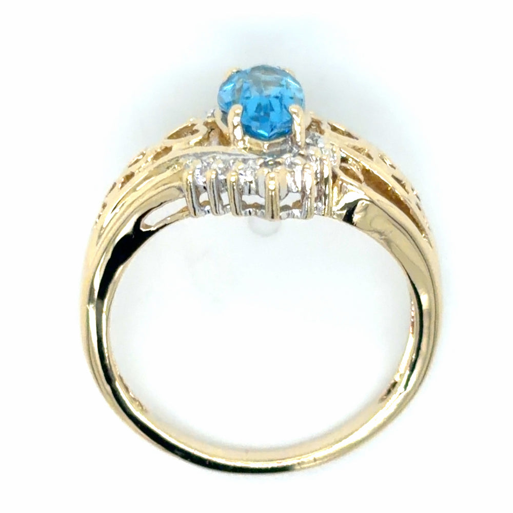 Estate Swiss Blue Topaz Heart Ring